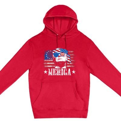 Funny Merica Trump 4th Of July Us American Flag Premium Pullover Hoodie