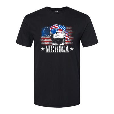 Funny Merica Trump 4th Of July Us American Flag Softstyle CVC T-Shirt