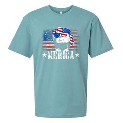 Funny Merica Trump 4th Of July Us American Flag Sueded Cloud Jersey T-Shirt