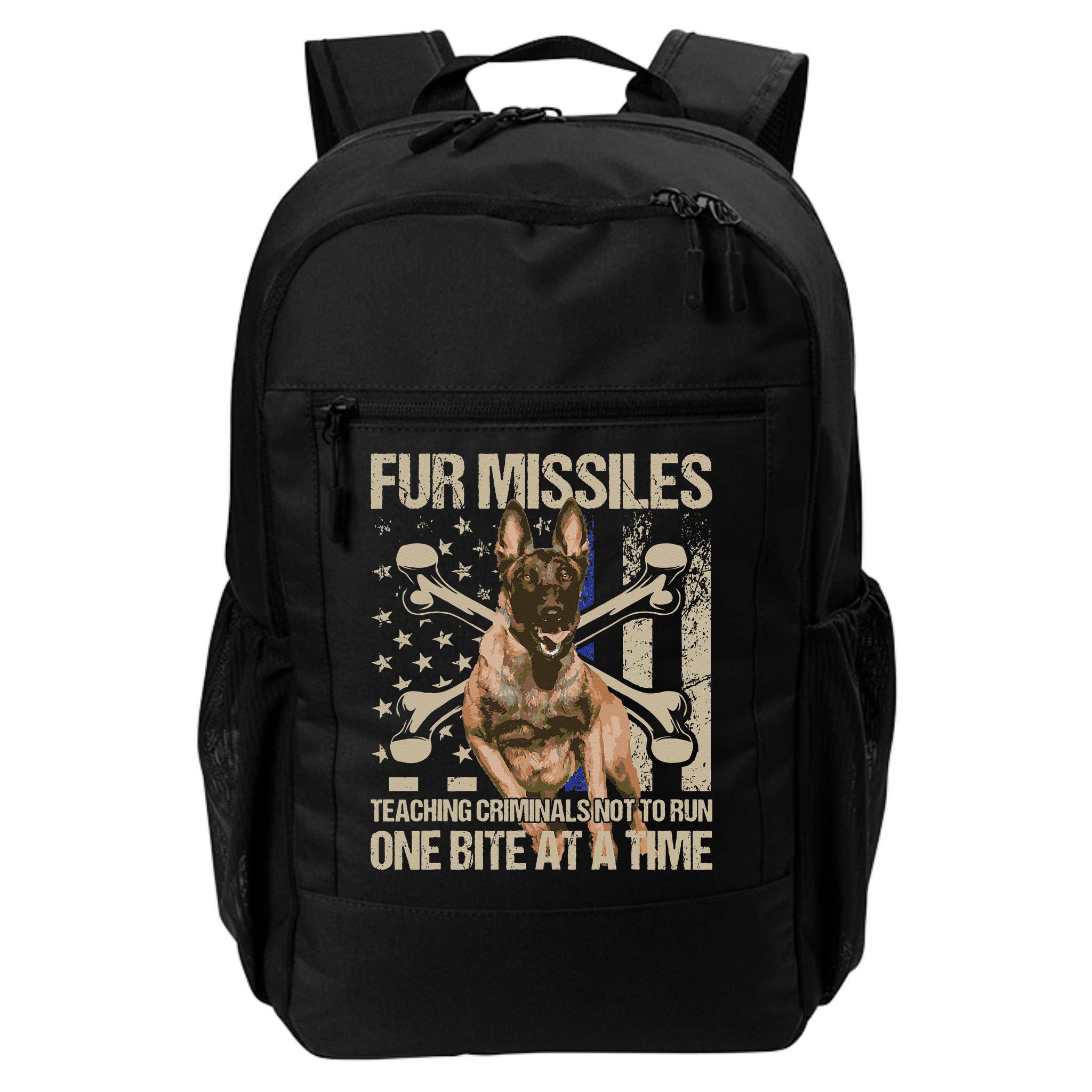Fur Missiles Teaching Criminals Blue Line K9 Dog Unit Police Backpack