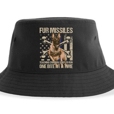 Fur Missiles Teaching Criminals Blue Line K9 Dog Unit Police Sustainable Bucket Hat
