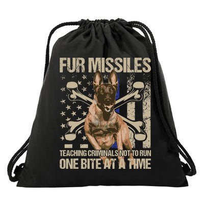 Fur Missiles Teaching Criminals Blue Line K9 Dog Unit Police Drawstring Bag