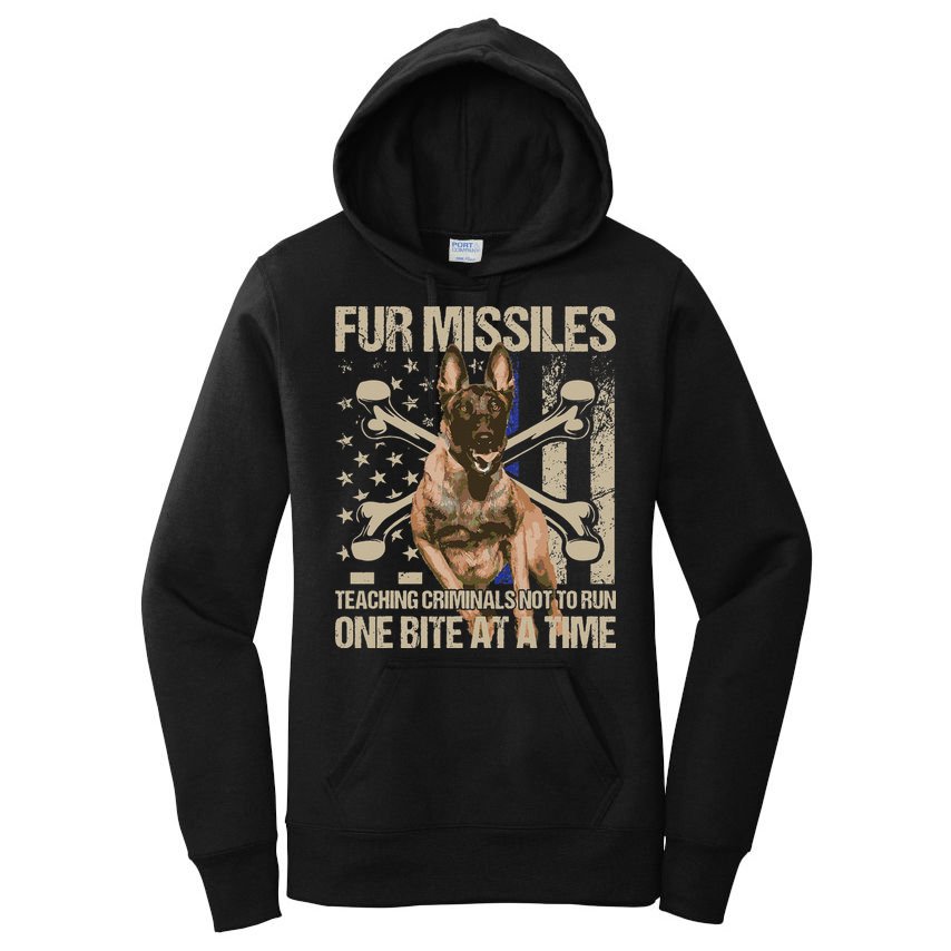 Fur Missiles Teaching Criminals Blue Line K9 Dog Unit Police Women's Pullover Hoodie