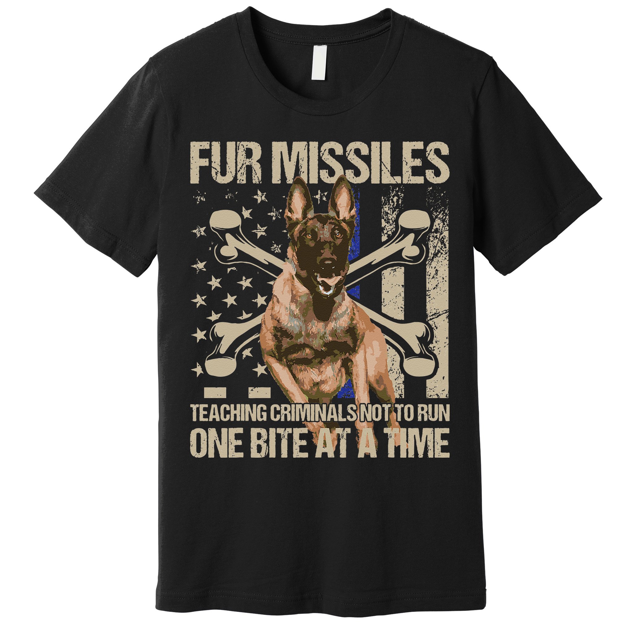 Fur Missiles Teaching Criminals Blue Line K9 Dog Unit Police Premium T-Shirt