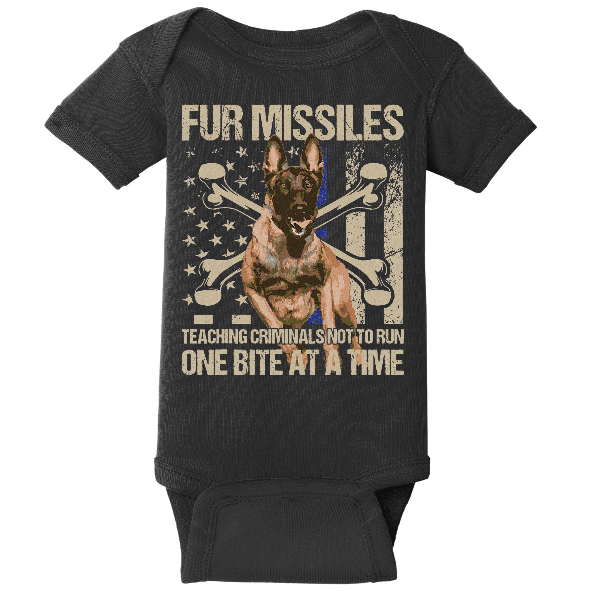 Fur Missiles Teaching Criminals Blue Line K9 Dog Unit Police Baby Bodysuit