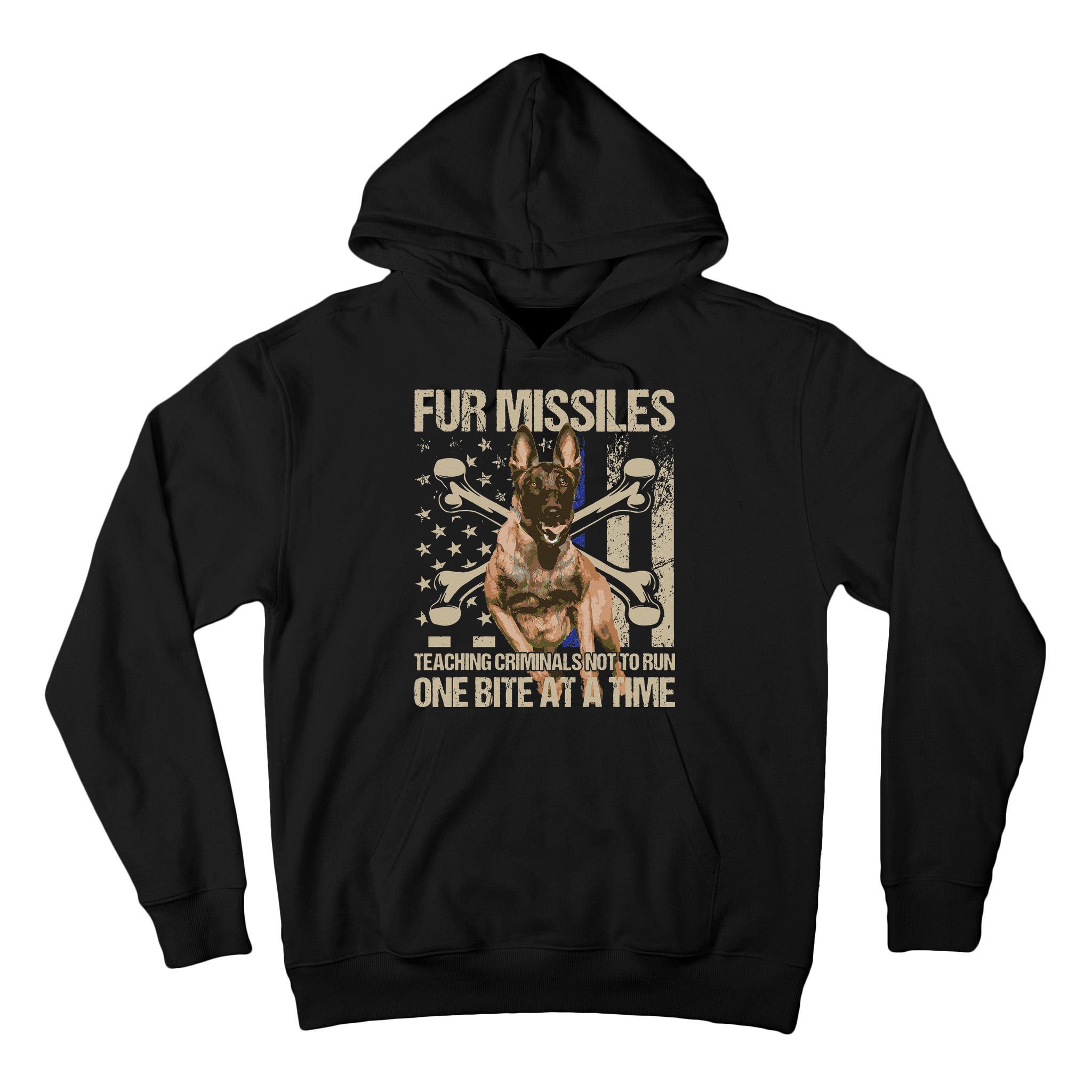 Fur Missiles Teaching Criminals Blue Line K9 Dog Unit Police Tall Hoodie