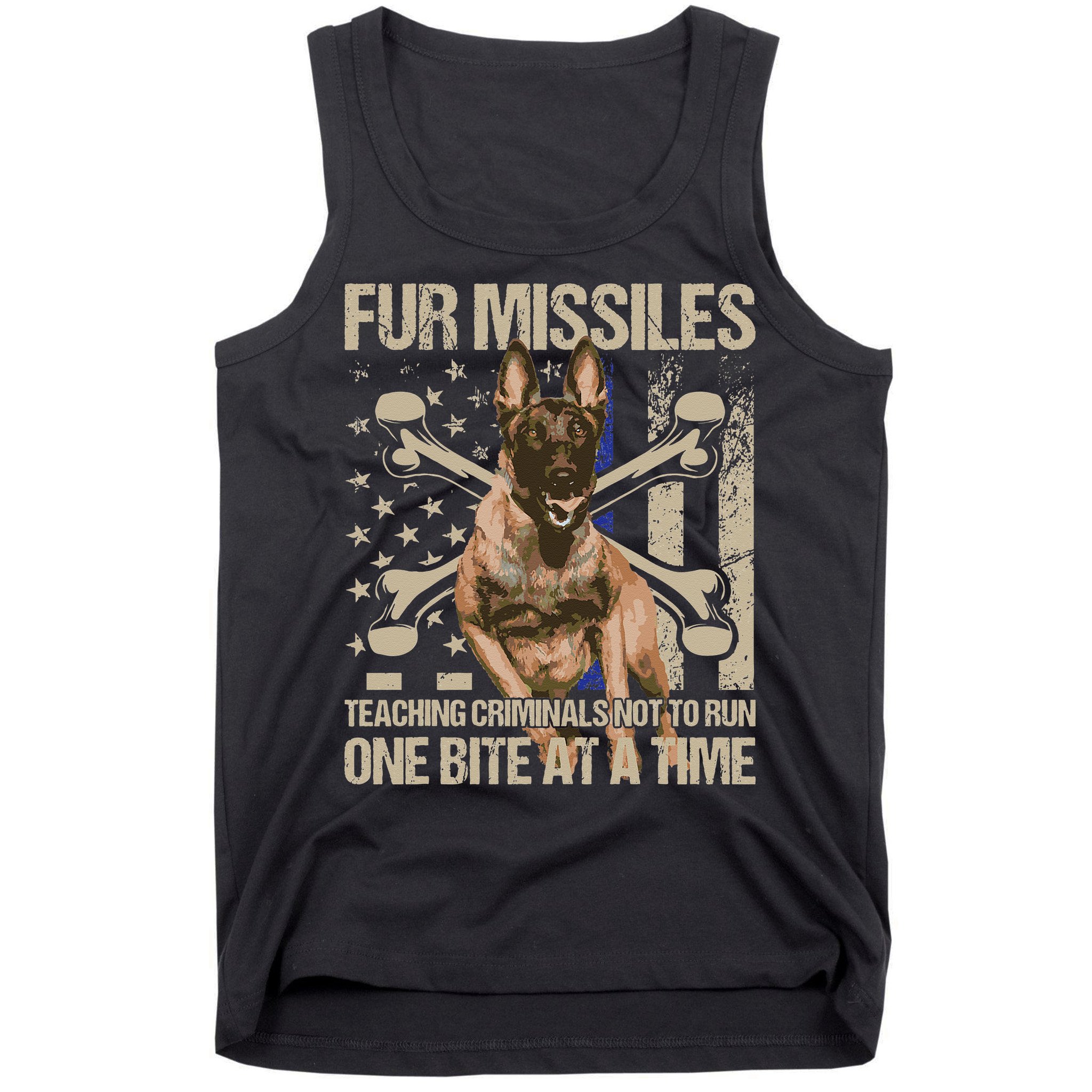 Fur Missiles Teaching Criminals Blue Line K9 Dog Unit Police Tank Top