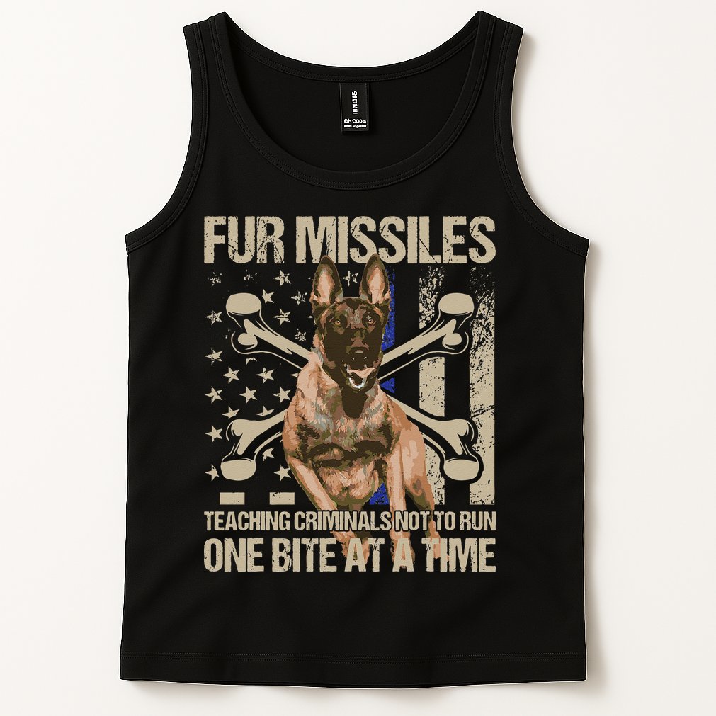 Fur Missiles Teaching Criminals Blue Line K9 Dog Unit Police Tank Top