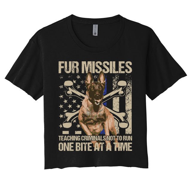 Fur Missiles Teaching Criminals Blue Line K9 Dog Unit Police Crop Top