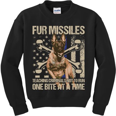 Fur Missiles Teaching Criminals Blue Line K9 Dog Unit Police Kids Sweatshirt