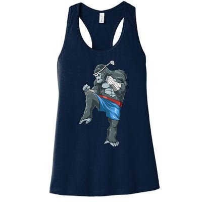 Funny Muay Thai Gorilla Thai Boxing Women's Racerback Tank