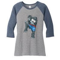 Funny Muay Thai Gorilla Thai Boxing Women's Tri-Blend 3/4-Sleeve Raglan Shirt