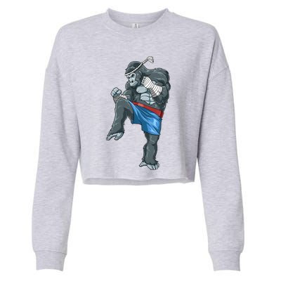 Funny Muay Thai Gorilla Thai Boxing Cropped Pullover Crew