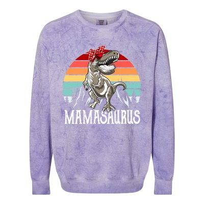 Funny Mamasaurus T Rex Dinosaur Mama Saurus Family Matching Gift Colorblast Crewneck Sweatshirt