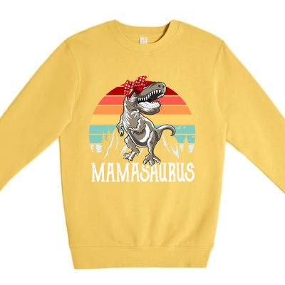 Funny Mamasaurus T Rex Dinosaur Mama Saurus Family Matching Gift Premium Crewneck Sweatshirt