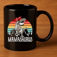 Funny Mamasaurus T Rex Dinosaur Mama Saurus Family Matching Gift 11oz C Handle Ceramic Mug