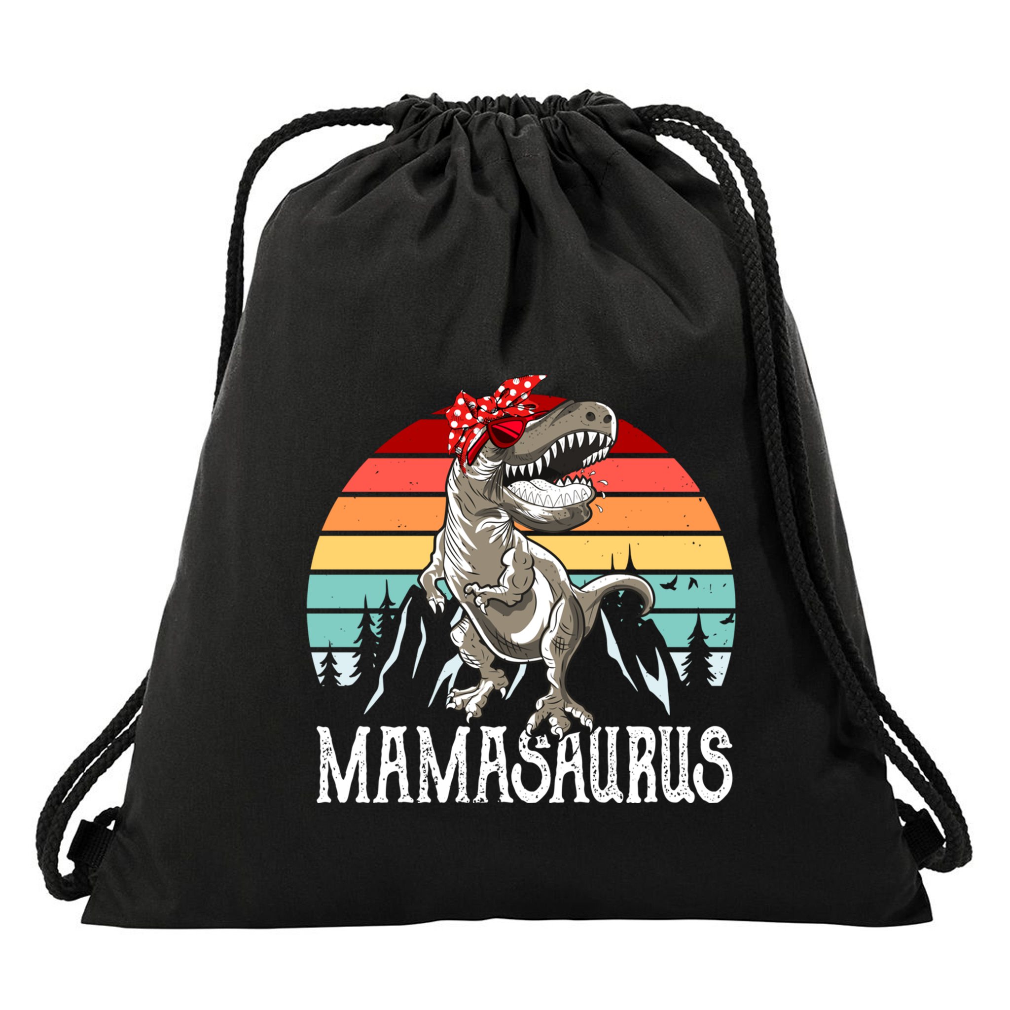 Funny Mamasaurus T Rex Dinosaur Mama Saurus Family Matching Gift Drawstring Bag