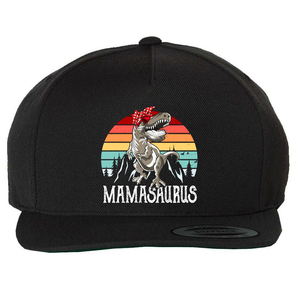 Funny Mamasaurus T Rex Dinosaur Mama Saurus Family Matching Gift Wool Snapback Cap