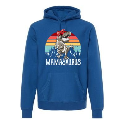 Funny Mamasaurus T Rex Dinosaur Mama Saurus Family Matching Gift Premium Hoodie