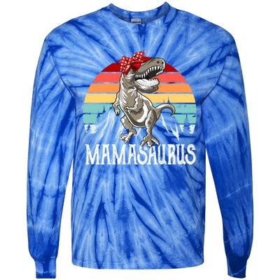 Funny Mamasaurus T Rex Dinosaur Mama Saurus Family Matching Gift Tie-Dye Long Sleeve Shirt