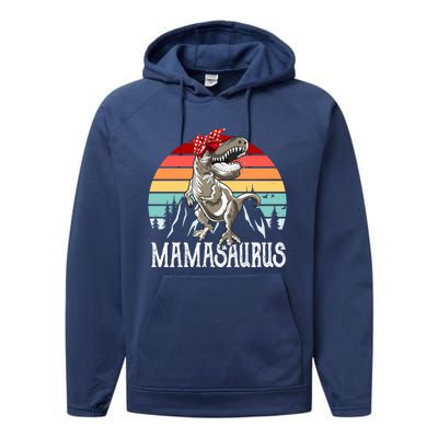 Funny Mamasaurus T Rex Dinosaur Mama Saurus Family Matching Gift Performance Fleece Hoodie