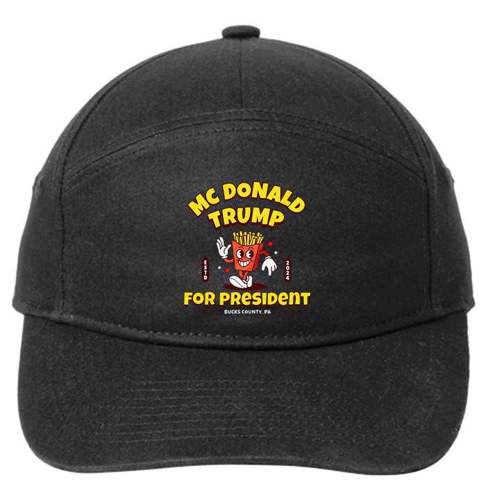 Funny Mcdonald Trump For President 2024 French Fries 7-Panel Snapback Hat