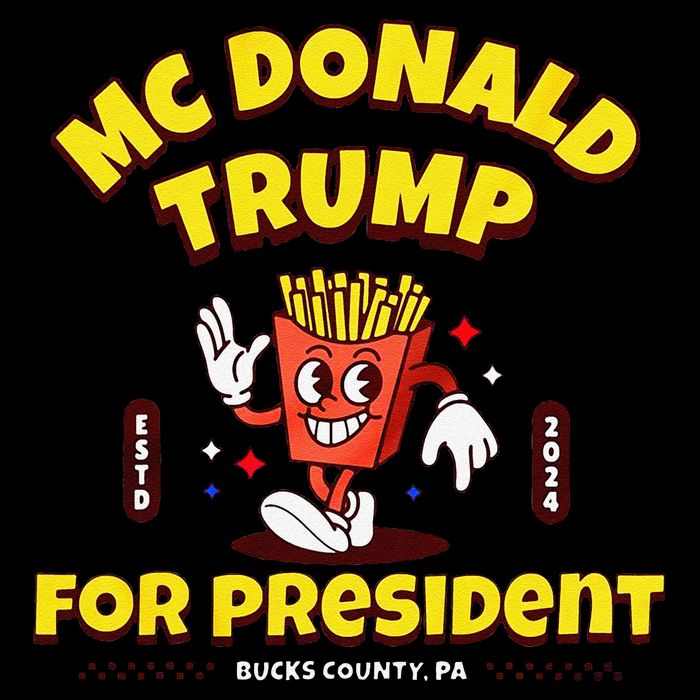 Funny Mcdonald Trump For President 2024 French Fries 7-Panel Snapback Hat
