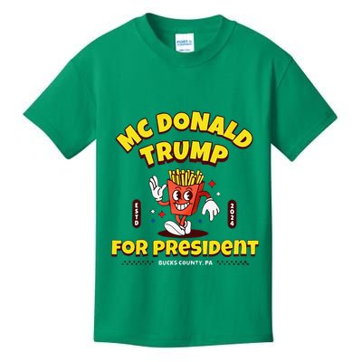 Funny Mcdonald Trump For President 2024 French Fries Kids T-Shirt