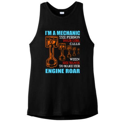 Funny Mechanic The Person Your Girl Calls When She Wants To Make Her Engine Roar Ladies PosiCharge Tri-Blend Wicking Tank