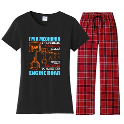 Funny Mechanic The Person Your Girl Calls When She Wants To Make Her Engine Roar Women's Flannel Pajama Set