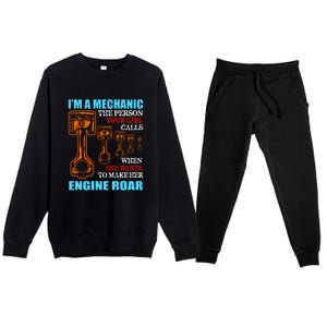 Funny Mechanic The Person Your Girl Calls When She Wants To Make Her Engine Roar Premium Crewneck Sweatsuit Set