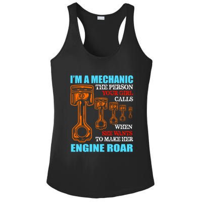 Funny Mechanic The Person Your Girl Calls When She Wants To Make Her Engine Roar Ladies PosiCharge Competitor Racerback Tank