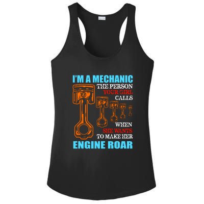 Funny Mechanic The Person Your Girl Calls When She Wants To Make Her Engine Roar Ladies PosiCharge Competitor Racerback Tank