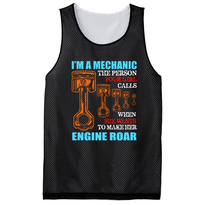 Funny Mechanic The Person Your Girl Calls When She Wants To Make Her Engine Roar Mesh Reversible Basketball Jersey Tank