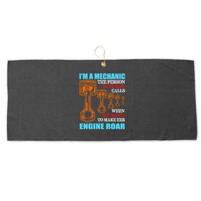 Funny Mechanic The Person Your Girl Calls When She Wants To Make Her Engine Roar Large Microfiber Waffle Golf Towel