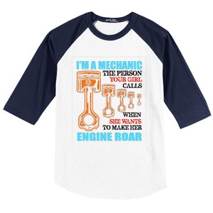 Funny Mechanic The Person Your Girl Calls When She Wants To Make Her Engine Roar Baseball Sleeve Shirt