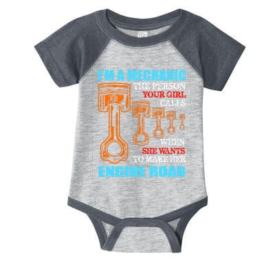 Funny Mechanic The Person Your Girl Calls When She Wants To Make Her Engine Roar Infant Baby Jersey Bodysuit