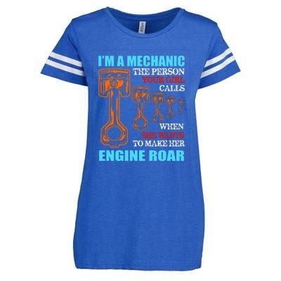 Funny Mechanic The Person Your Girl Calls When She Wants To Make Her Engine Roar Enza Ladies Jersey Football T-Shirt