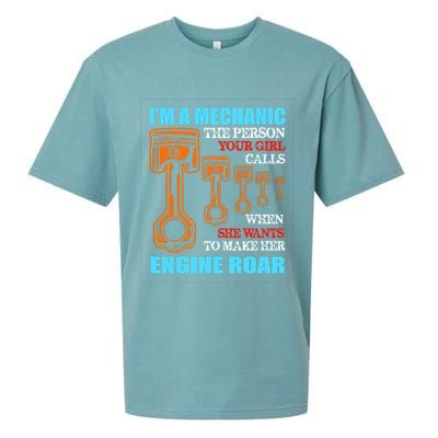 Funny Mechanic The Person Your Girl Calls When She Wants To Make Her Engine Roar Sueded Cloud Jersey T-Shirt