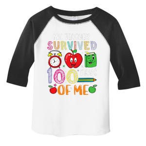 Funny My Teacher Survived 100 Days Of Me Toddler Fine Jersey T-Shirt