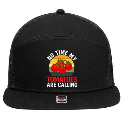 Funny My Tomato Calling Gardener Veggie Pun Tomatoes Foodie 7 Panel Mesh Trucker Snapback Hat