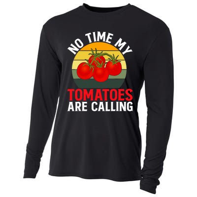 Funny My Tomato Calling Gardener Veggie Pun Tomatoes Foodie Cooling Performance Long Sleeve Crew