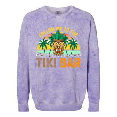 Follow Me To The Tiki Bar Funny Hawaiian Party Men Women Colorblast Crewneck Sweatshirt