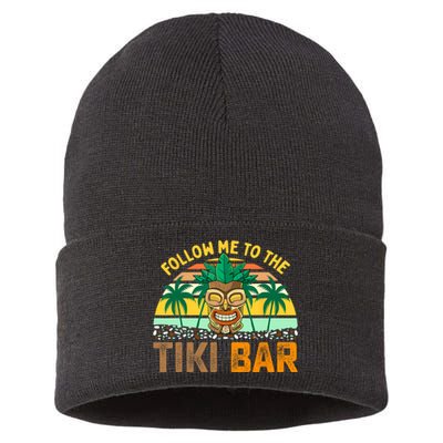 Follow Me To The Tiki Bar Funny Hawaiian Party Men Women Sustainable Knit Beanie