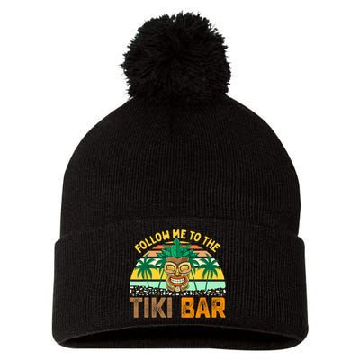 Follow Me To The Tiki Bar Funny Hawaiian Party Men Women Pom Pom 12in Knit Beanie