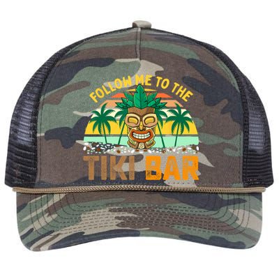 Follow Me To The Tiki Bar Funny Hawaiian Party Men Women Retro Rope Trucker Hat Cap