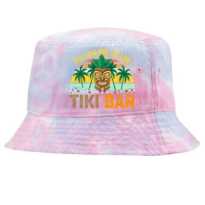 Follow Me To The Tiki Bar Funny Hawaiian Party Men Women Tie-Dyed Bucket Hat