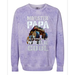 Funny MONSTER TRUCK PAPA Like Normal Dad But Wheelie Cool Colorblast Crewneck Sweatshirt