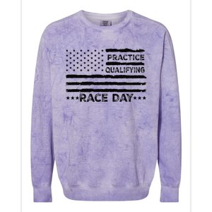 Funny Monday Tuesday Thursday Practice Qualifying Race Day (5) Colorblast Crewneck Sweatshirt