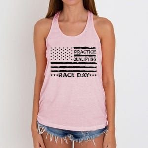 Funny Monday Tuesday Thursday Practice Qualifying Race Day (5) Women's Knotted Racerback Tank